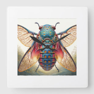 Athous Insect Dorsal View 170624IREF101 - Watercol Square Wall Clock