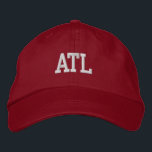 ATL "Atlanta" Monogram White and Red Embroidered Hat<br><div class="desc">ATL "Atlanta" Monogrammed embroidered White on Red cotton hat. Makes a wonderful gift for anybody who loves Atlanta GA! Also, if you would prefer to have your personal monogram then simply select "Personalise this template" details button to enter your name initials. Embroidery is customisable to other colour choices by selecting...</div>
