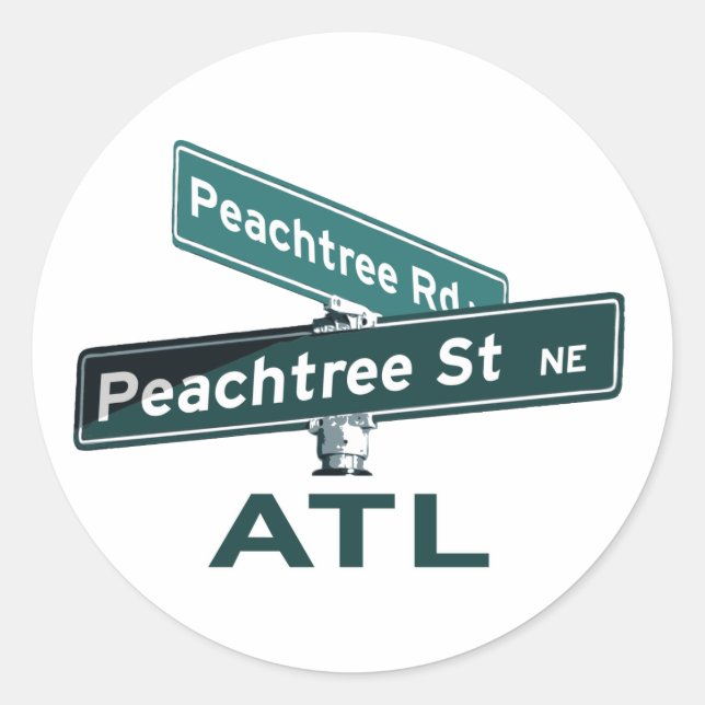 ATL Peachtree Signs Classic Round Sticker (Front)