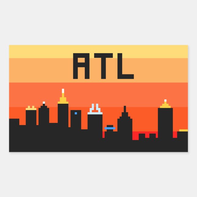 Atlanta 8-Bit Skyline ATL Rectangular Sticker (Front)