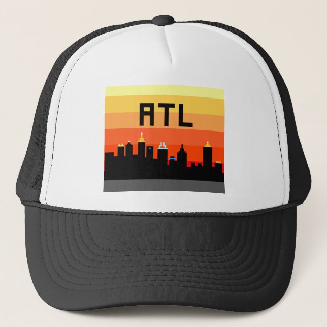 Atlanta 8-Bit Skyline ATL Trucker Hat (Front)