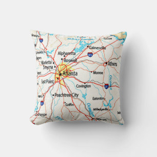 Atlanta Area Map, Atlanta Cushion