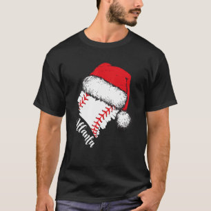 Atlanta Baseball Heart Santa Hat Merry Christmas T-Shirt