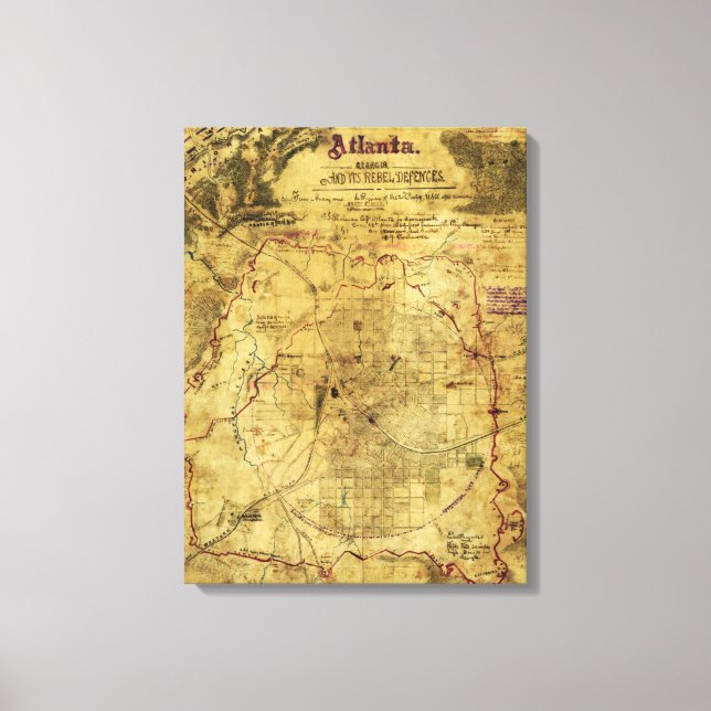 Atlanta Campaign - Civil War Panoramic Map Canvas Print (Front)