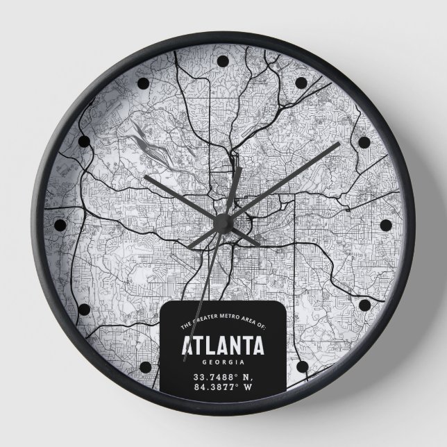 Atlanta City Map  Clock (Front)