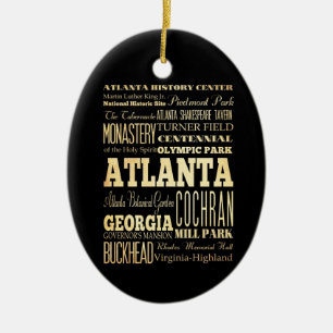 Atlanta City of Georgia State Typography Art Ceramic Tree Decoration