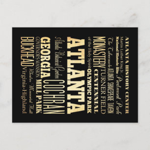 Atlanta City of Georgia State Typography Art Postcard