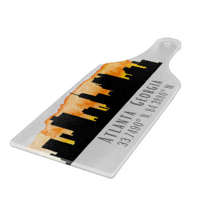 Atlanta City Skyline Map Coordinates  Cutting Board