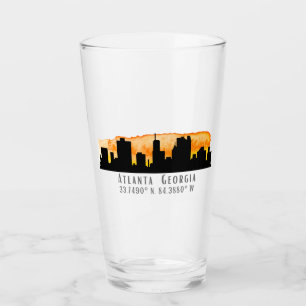 Atlanta City Skyline Map Coordinates  Glass