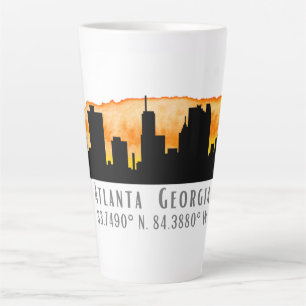Atlanta City Skyline Map Coordinates Latte Mug