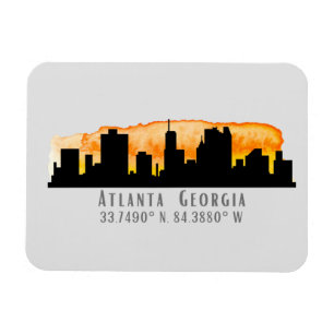 Atlanta City Skyline Map Coordinates   Magnet