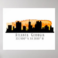 Atlanta City Skyline Map Coordinates  