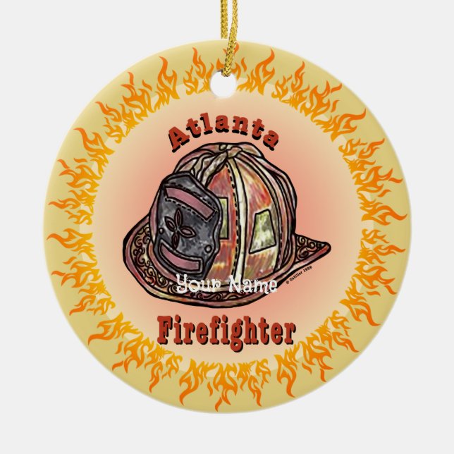 Atlanta Firefighter  Ceramic Tree Decoration (Front)