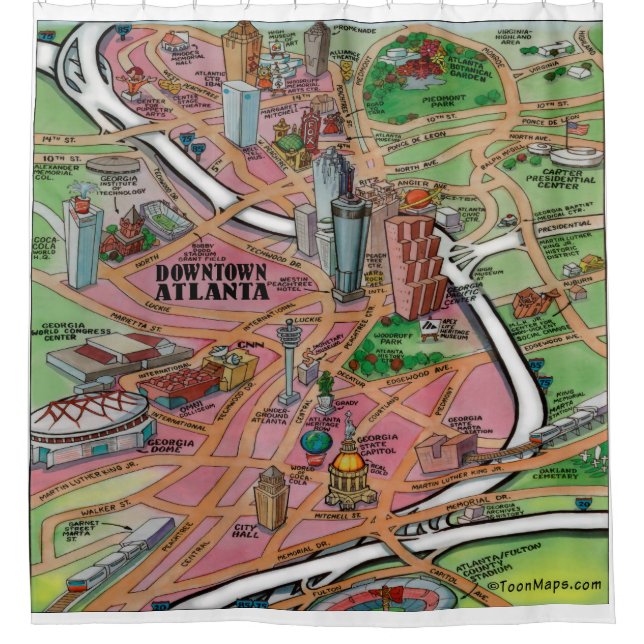 Atlanta Fun Map Shower Curtain (Front)