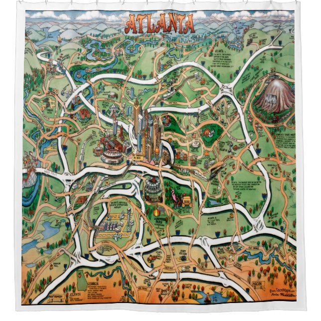 Atlanta Fun Map Shower Curtain (Front)