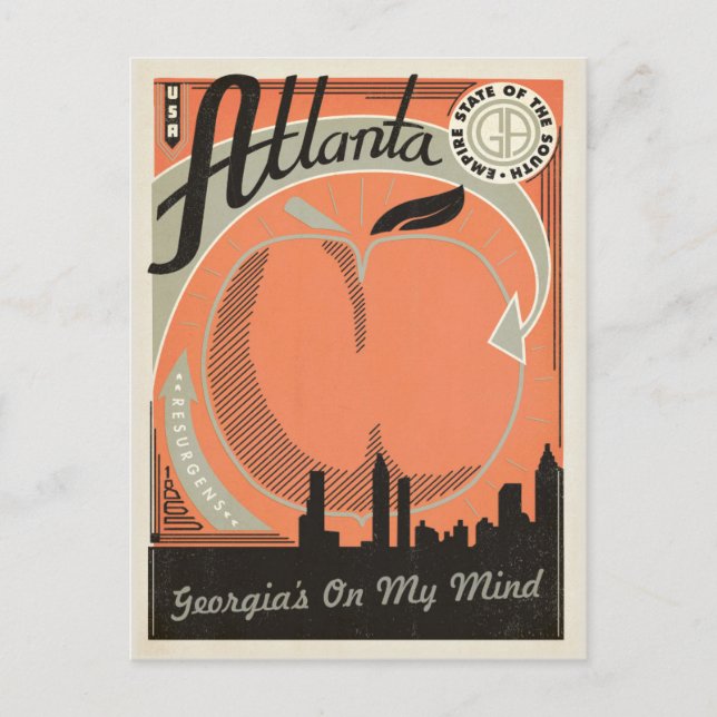 Atlanta, GA - Georgia's on my Mind Postcard (Front)