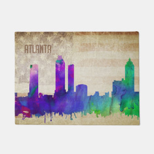 Atlanta, GA   Watercolor City Skyline Doormat