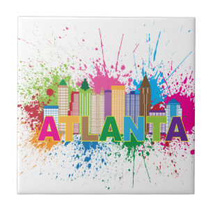 Atlanta Georgia Abstract Skyline Illustration Tile