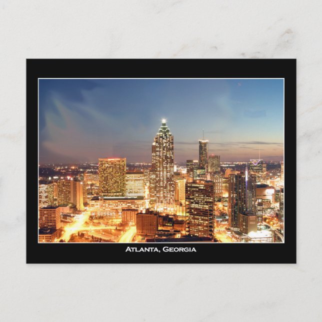 Atlanta, Georgia at Night - Beautiful Skyline Postcard (Front)