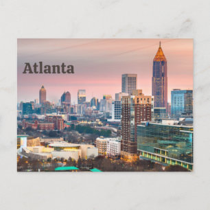 Atlanta, Georgia Beautiful Sunset City View Holiday Postcard