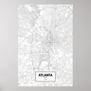 Atlanta, Georgia (black on white) Poster