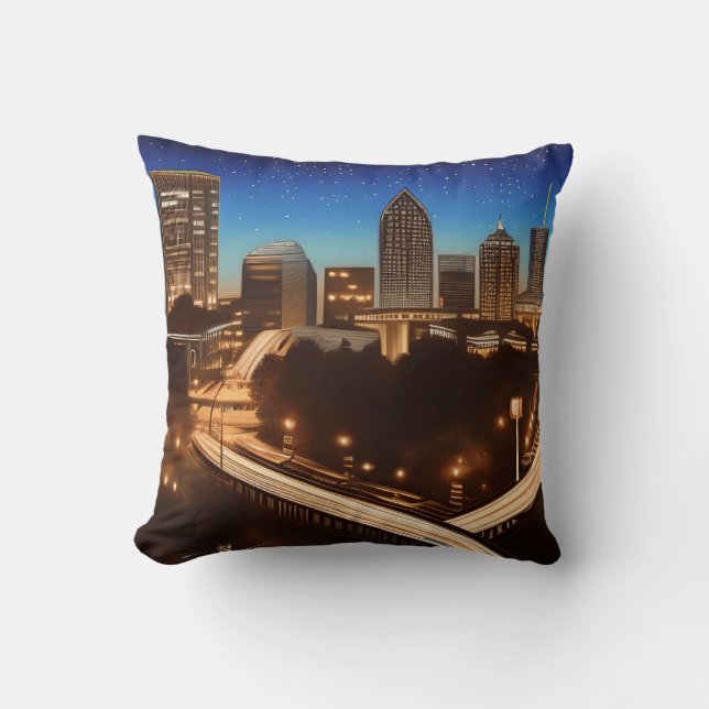 Atlanta Georgia Blue and Gold Evening  Cushion (Front)