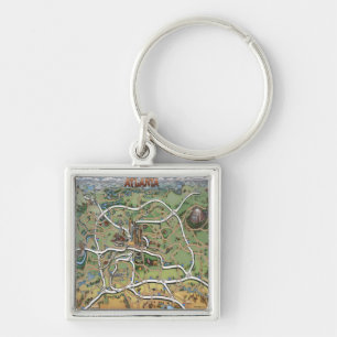 Atlanta Georgia Cartoon Map Key Ring