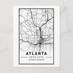 Atlanta Georgia City Map Minimalist Art  Postcard