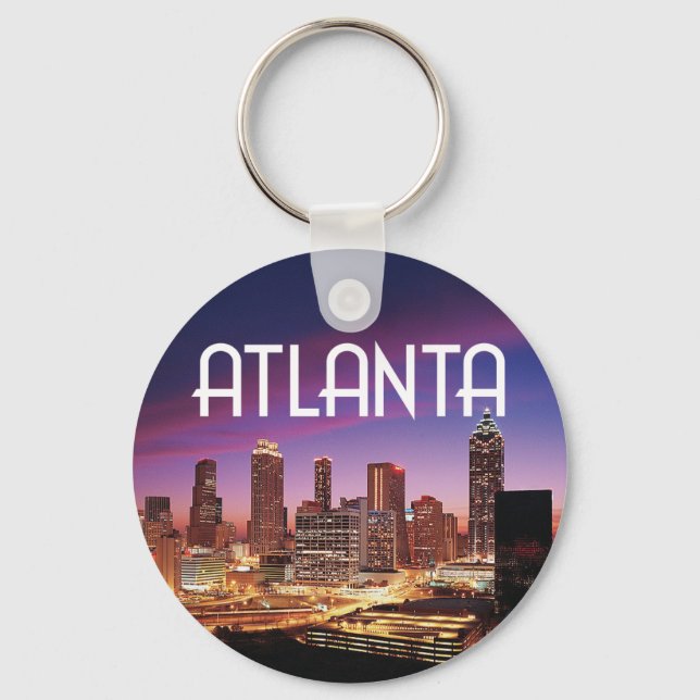 Atlanta, Georgia city skyline at night Key Ring (Front)