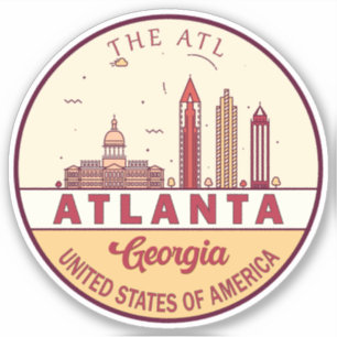 Atlanta Georgia City Skyline Emblem