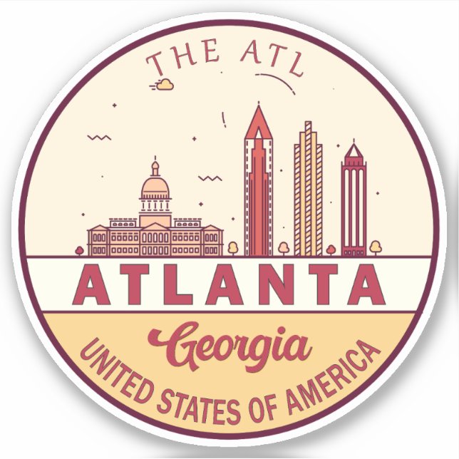 Atlanta Georgia City Skyline Emblem (Front)