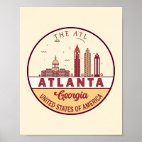 Atlanta Georgia City Skyline Emblem