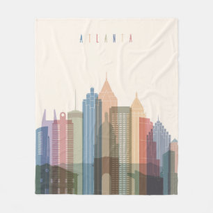Atlanta, Georgia   City Skyline Fleece Blanket