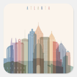 Atlanta, Georgia   City Skyline Square Sticker