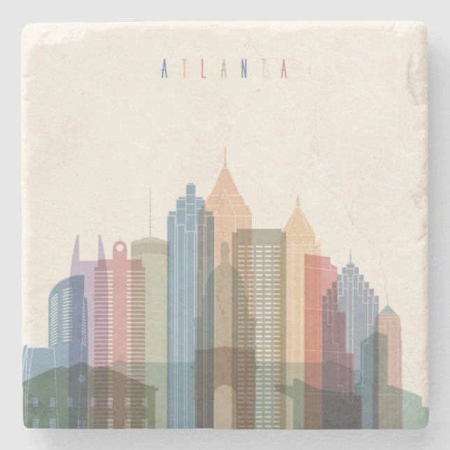 Atlanta, Georgia | City Skyline Stone Coaster (Front)