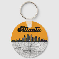 Atlanta Georgia City Skyline With Map