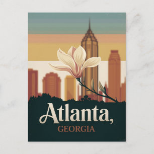 Atlanta Georgia Cotton Flower Symbolic Travel Postcard
