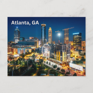 Atlanta, Georgia Downtown Night View  Postcard