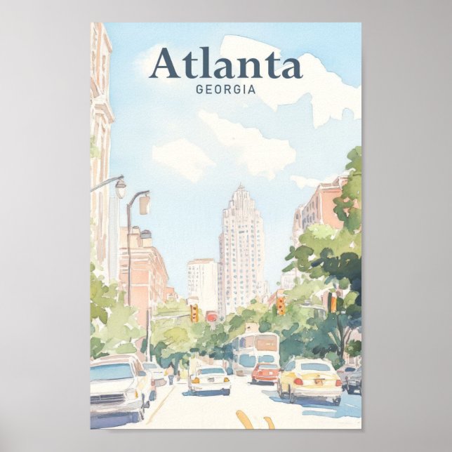 Atlanta Georgia Gouache Paint Illustration Travel Poster (Front)