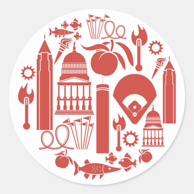 Atlanta Georgia Icons Classic Round Sticker (Front)