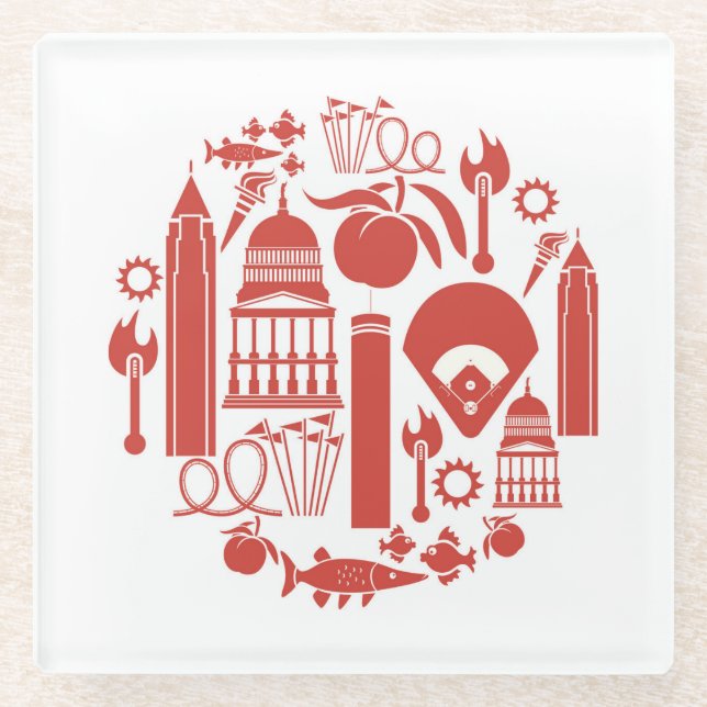 Atlanta Georgia Icons Glass Coaster (Front)