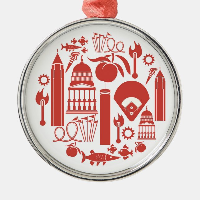 Atlanta Georgia Icons Metal Tree Decoration (Front)