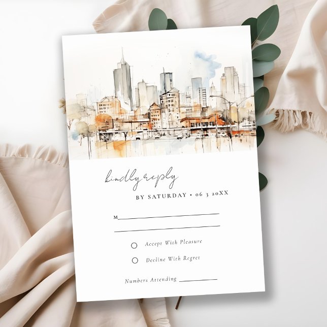 Atlanta Georgia Landscape Watercolor Wedding RSVP Card (Creator Uploaded)