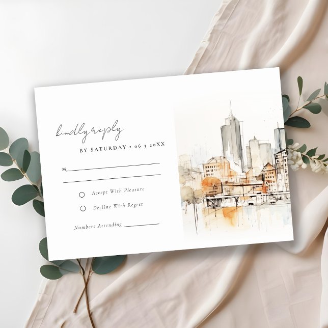Atlanta Georgia Landscape Watercolor Wedding RSVP Card (Creator Uploaded)