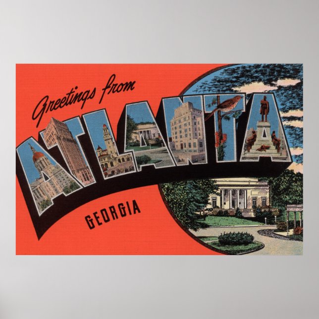 Atlanta, Georgia - Large Letter Scenes Poster (Front)