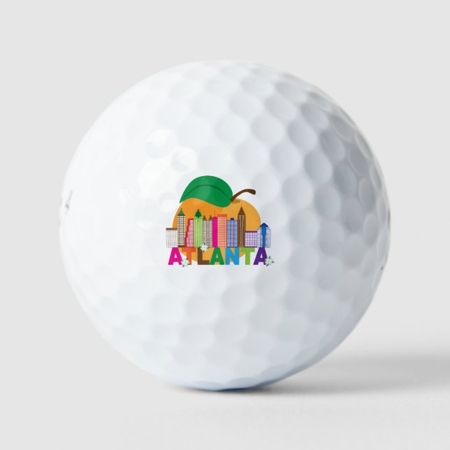 Atlanta, Georgia | Peach Skyline Golf Balls (Front)