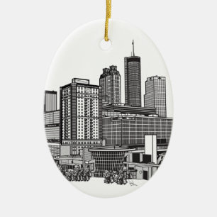 Atlanta Georgia Skyline Art Ceramic Tree Decoration