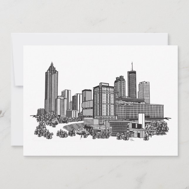 Atlanta Georgia Skyline Art Invitation (Front)