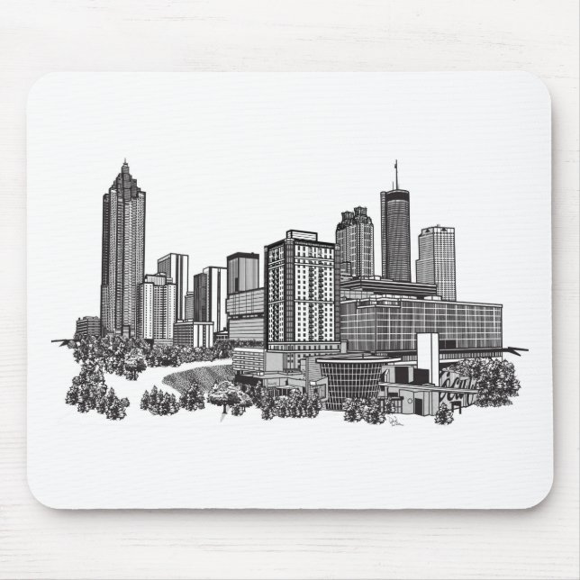 Atlanta Georgia Skyline Art Mouse Mat (Front)