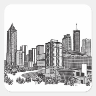 Atlanta Georgia Skyline Art Square Sticker